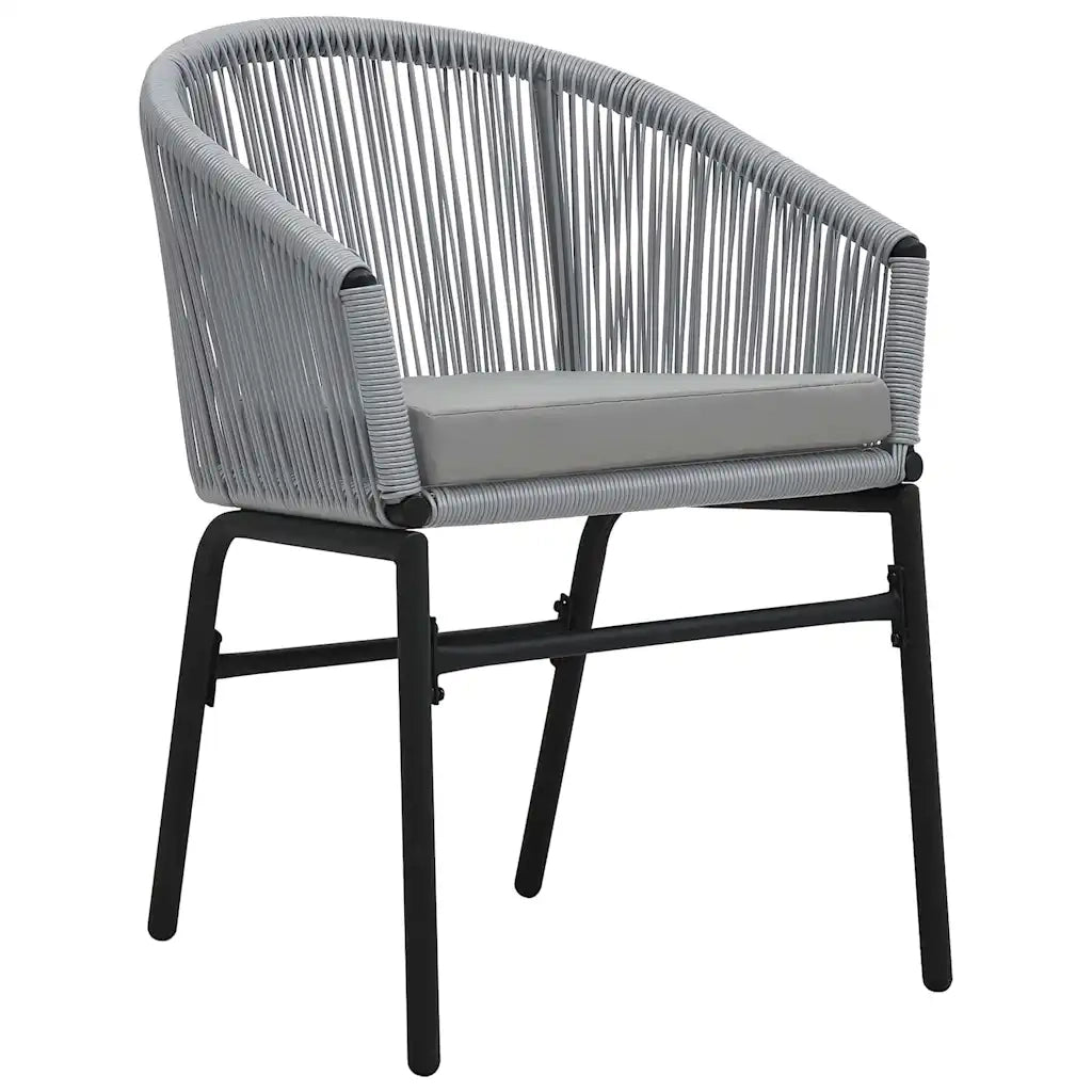 Set da Pranzo per Giardino 7 pcs Grigio polyrattan