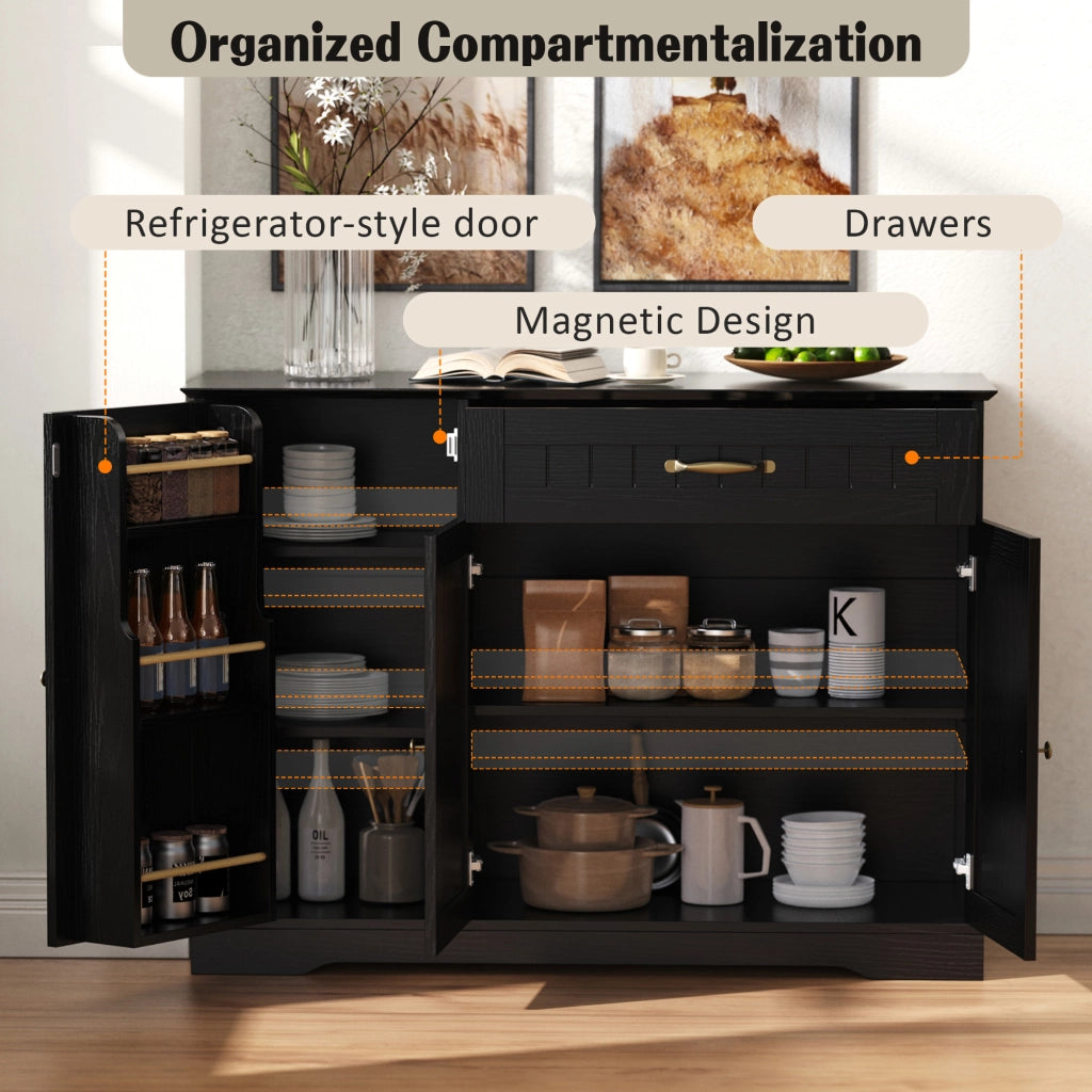 Credenza con 3 Ante e Cassetto ¨C MINIMAL ¨C Nero