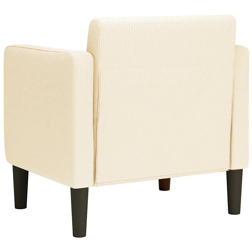 Divano Poltrona | Sedia con Braccioli Crema 54 cm Tessuto a Coste