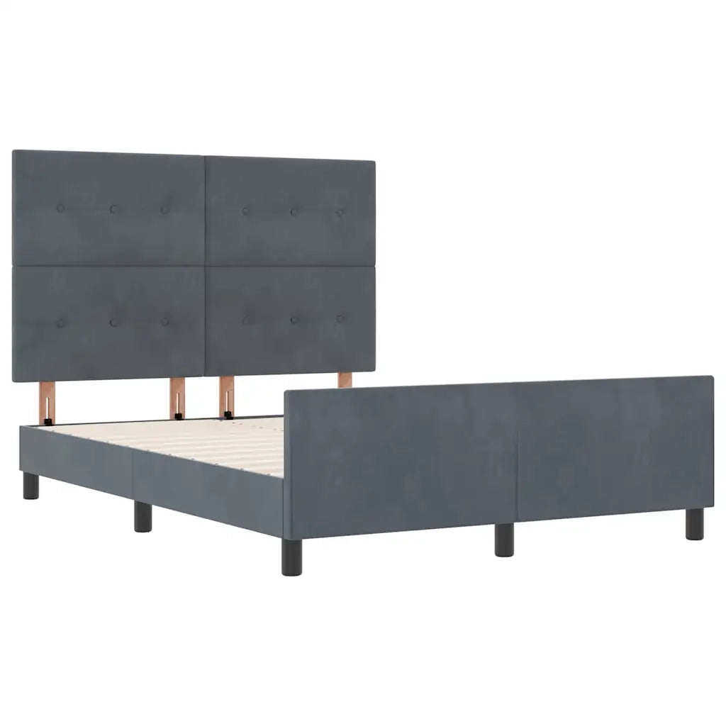 Letto a molle con testiera Grigio scuro 140 x 200 cm Velluto