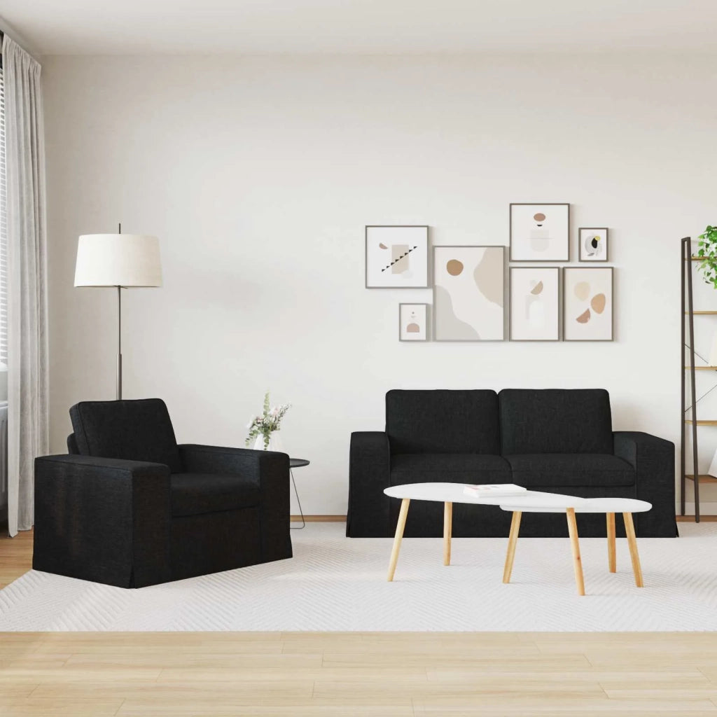 Set di divani 2 pcs Nero 182 x 80 x 82 cm Tessuto 3407546