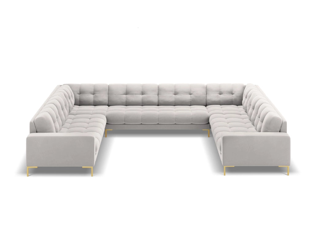 Cosmopolitan Design - Divano panoramico "Bali" 9 posti in velluto argento 