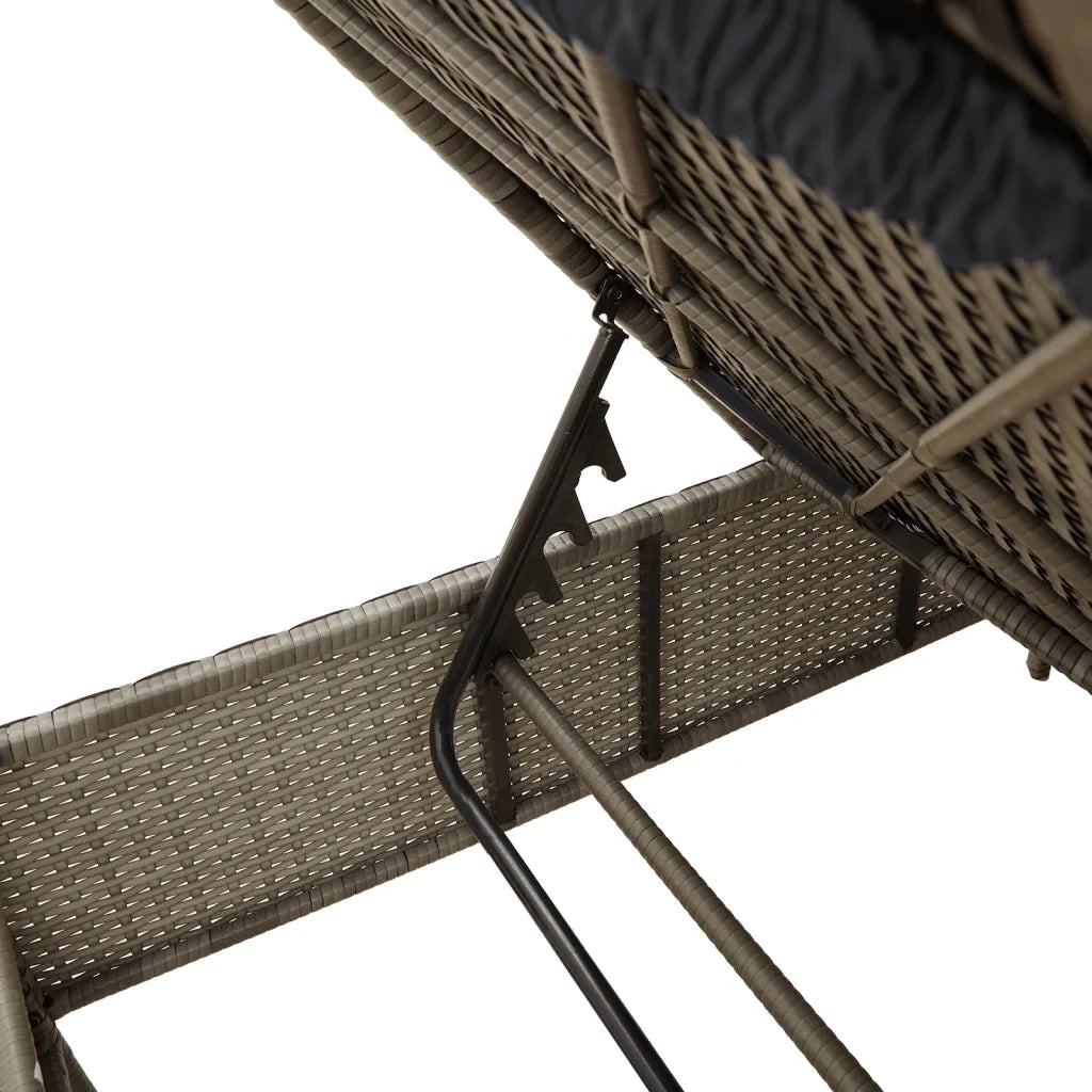 Lettini Prendisole 2 pz con Cuscini Grigio in Polyrattan 3261589