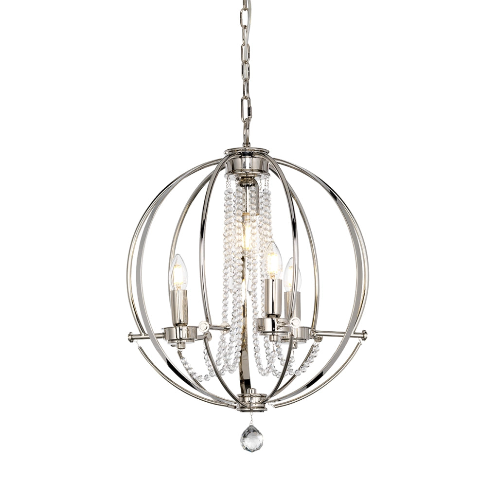 Lampadario a sfera Cassie Elstead Ø46 nichel 3xE14