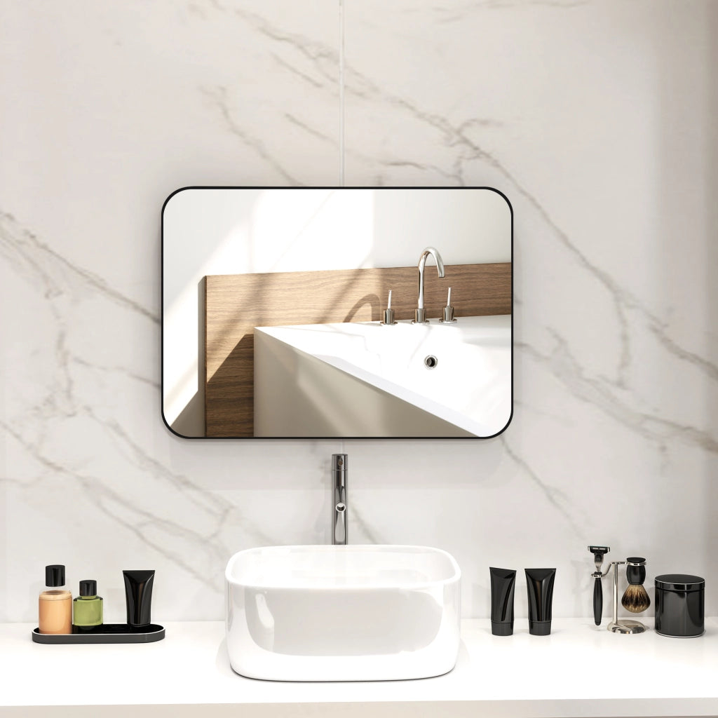 Specchio da Bagno con Cornice in Metallo ¨C Xylo ¨C Nero 50x70 cm