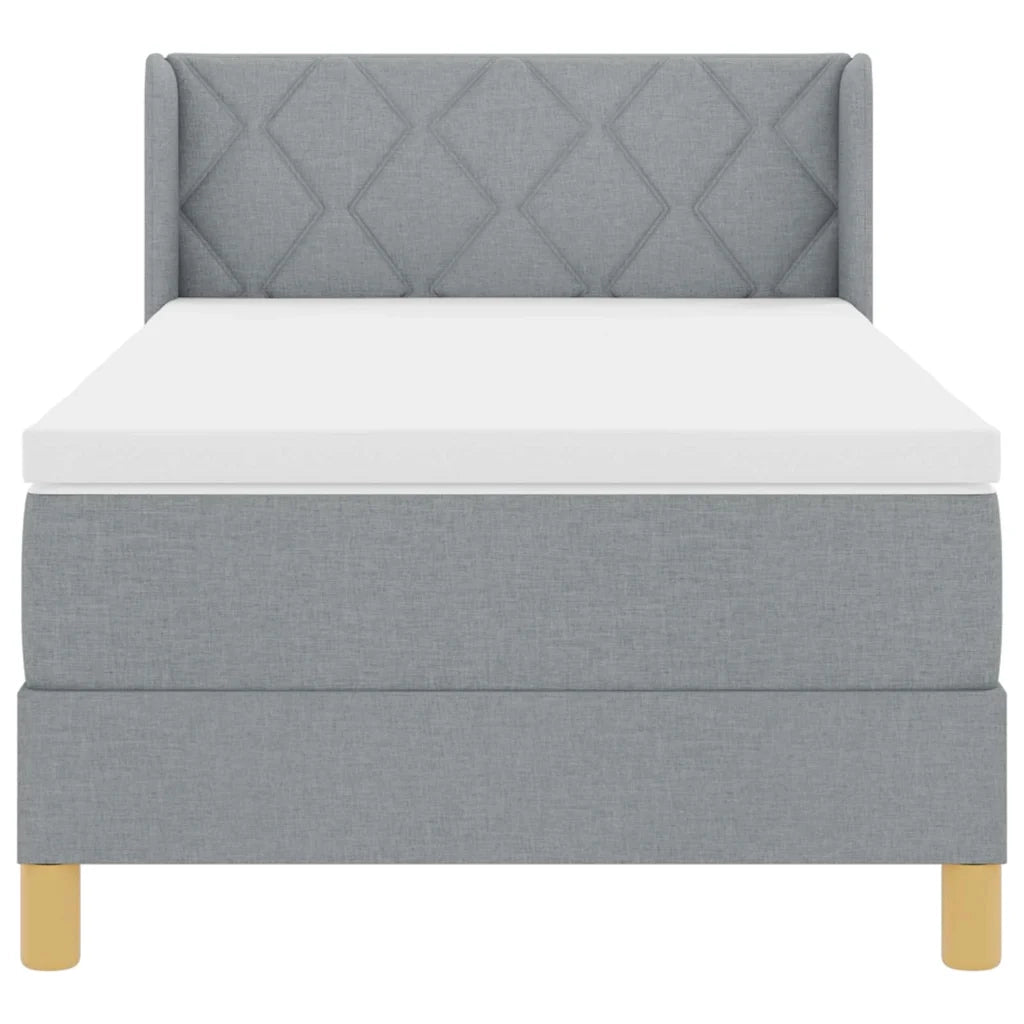 Letto a molle con testiera Grigio chiaro 200 x 90 cm Poliestere