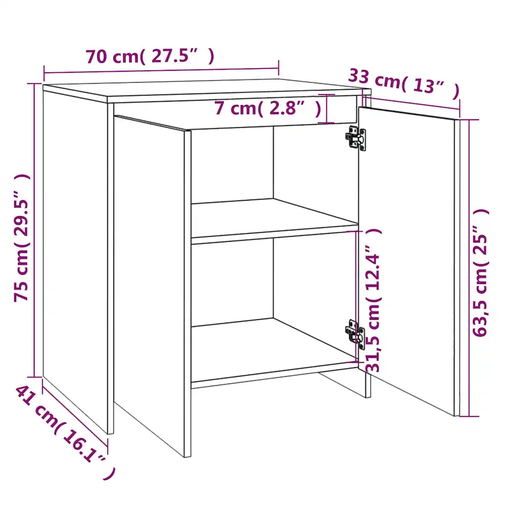 Credenza | Madia | Buffet da pranzo | Armadio da pranzo Bianca 70x41x75 cm in Legno Multistrato