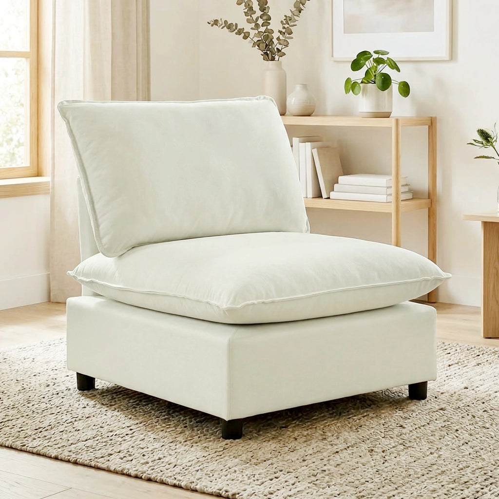 Poltrona Moderna Senza Braccioli ¨C Minimal ¨C 146x85x78cm Crema