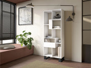 Libreria scaffale, 174x67x31, Design industriale, Bianco RF4126
