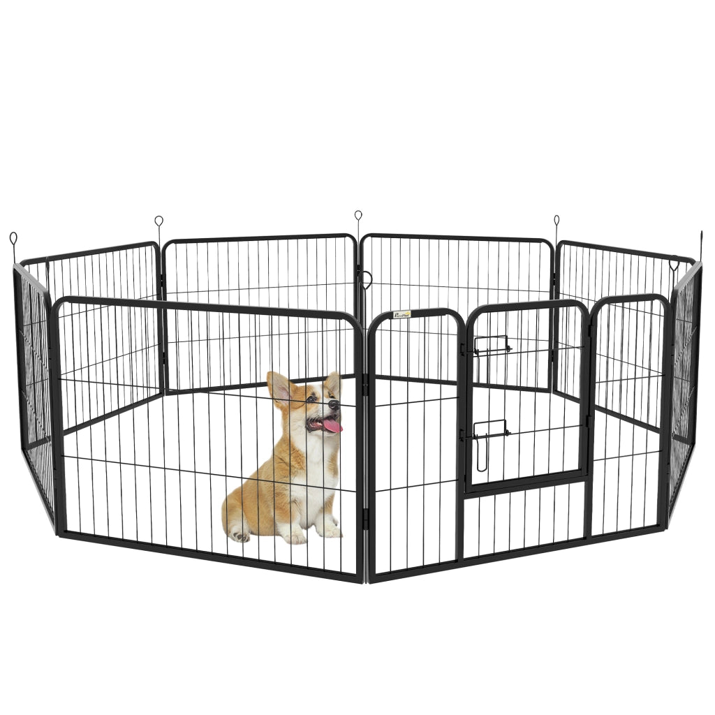 Recinto per Cani 8 Pezzi ¨C Minimal ¨C Acciaio Nero 80x60 cm
