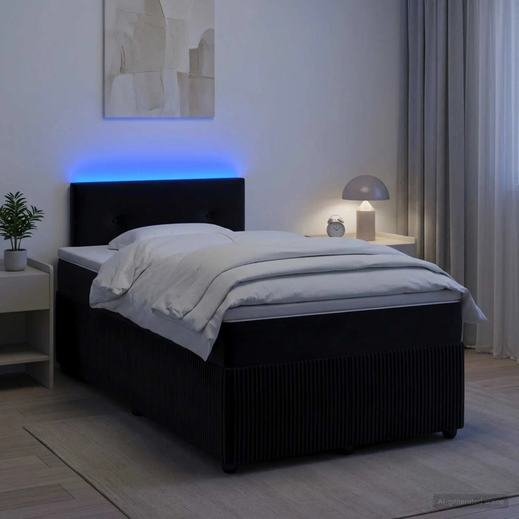 Letto box spring con materasso Nero 120 x 190 cm Velluto 3453103
