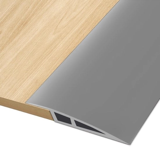 Pannello di transizione PVC da 2M, profilo di transizione autofibroso, pannello di transizione per differenze di altezza di pavimento, copertura per dorsi di parquet e lamina, colore grigio.
