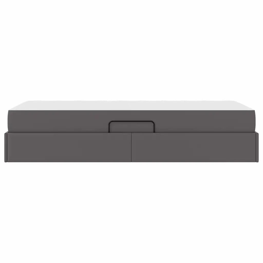 Letto con contenitore e materasso 2 pcs Grigio Pelle 3399598