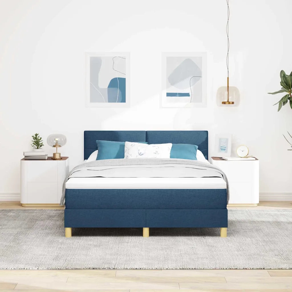 Letto a Sorgente LED con materasso Blu 140 x 200 cm Tessuto