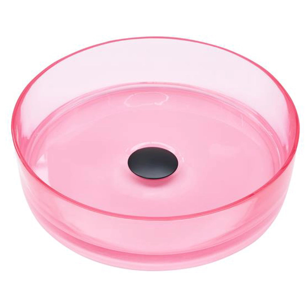 Lavabo rotondo Superficie solida semitrasparente 36 cm rosa bagno lavandino