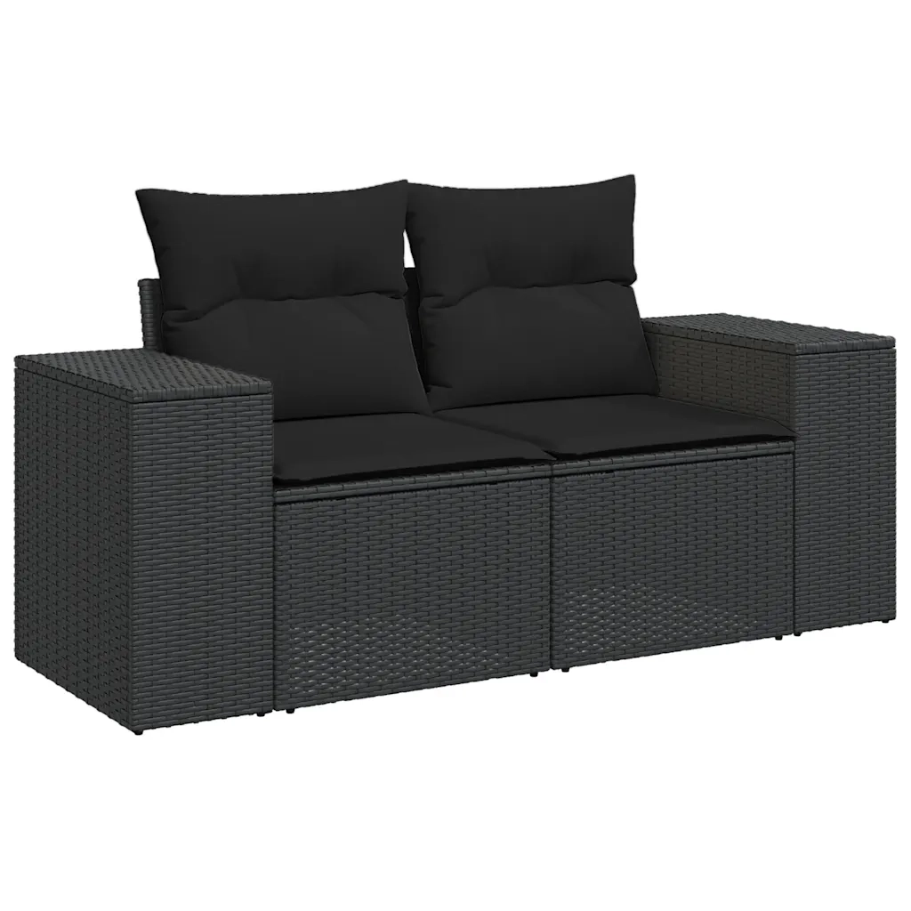 Set Divano da Giardino 6 pz con Cuscini Nero in Polyrattan 3327359