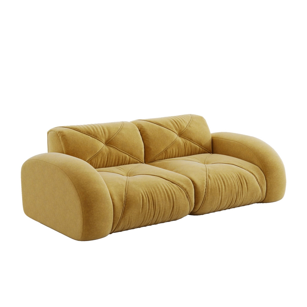 Divano modulare con cuscini a molle - Zephmum- Design ergonomico, struttura modulare, non assemblabile, giallo