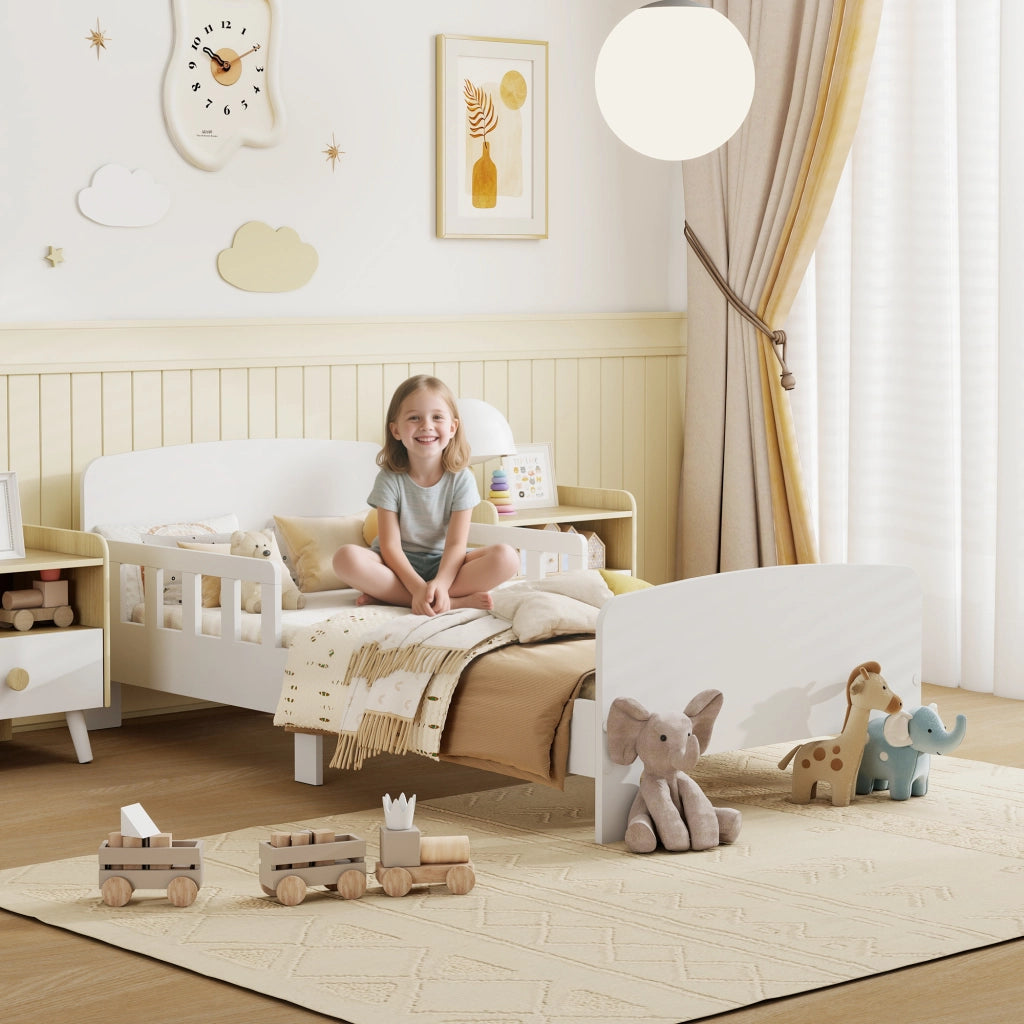 Letto per bambini con sponde di sicurezza ¨C Minimal ¨C MDF, bianco, 90x200 cm