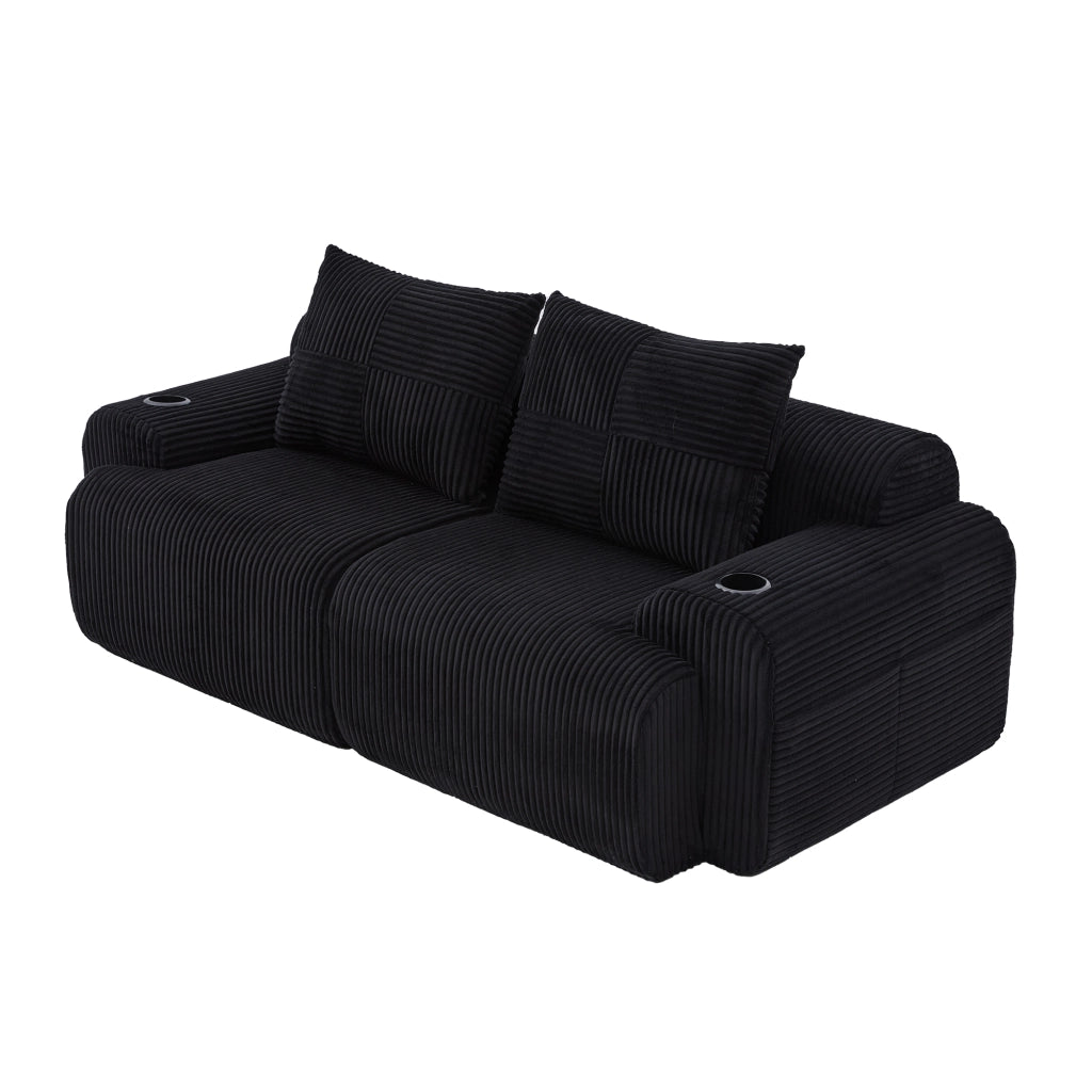 Divano Modulare 2 Posti con Contenitore e Porta Bicchieri ¨C MINIMAL ¨C Nero