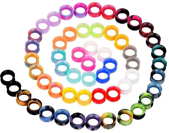 Set di tunnel per l'orecchio - Placchette siliconiche multicolori - Tunnel morbidi - Gioielli per piercing dell'orecchio - Comfortevoli - Leggeri - Orecchini
