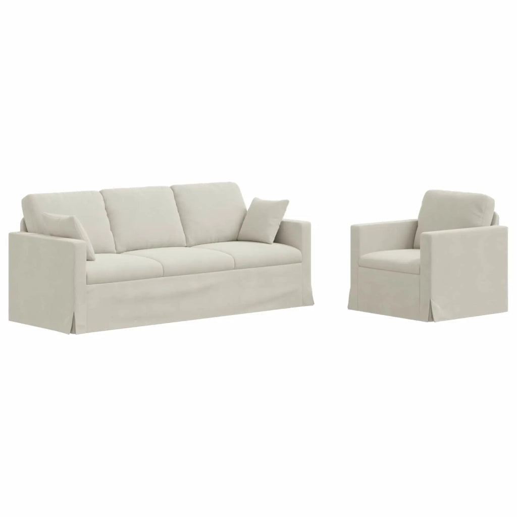 Set di divani 2 pcs Crema 198 x 78 x 80 cm Velluto 3407602