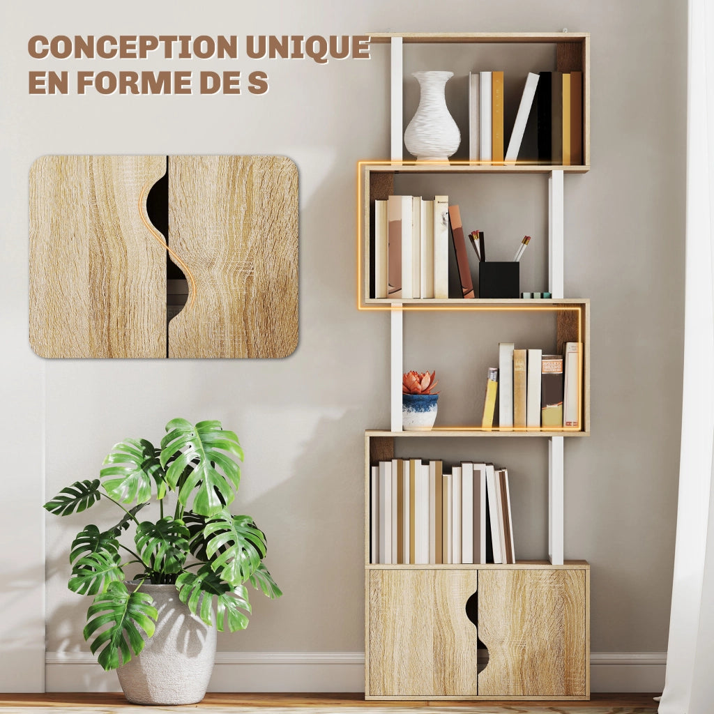 Libreria con ante e ripiani ¨C zephmum ¨C legno naturale 60x24x179 cm