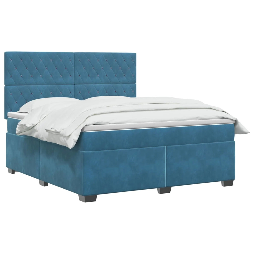 Letto box spring con materasso Blu 140 x 200 cm Velluto 3455118