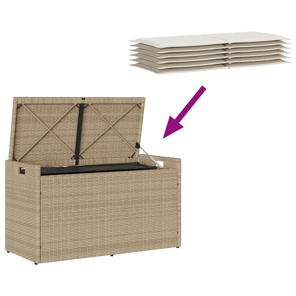 Cassapanca da Esterno con Cuscino Beige 100 cm in Polyrattan 4104064