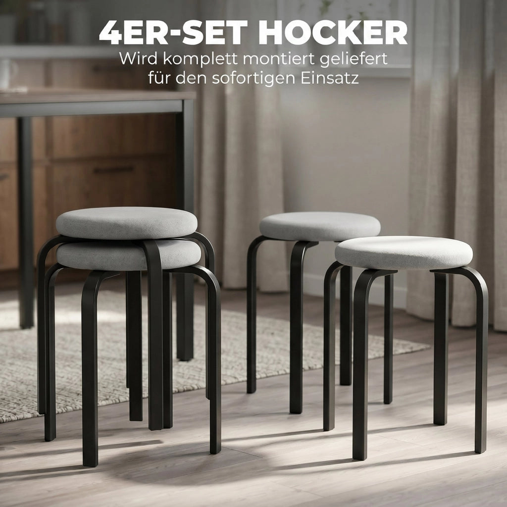Sgabello Imbottito Rotondo Set 4 Pezzi ¨C Minimal ¨C Grigio