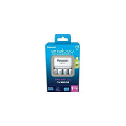 Eneloop K-KJ55MCD40E SmartPlus Caricabatterie per Batterie AA AAA Ni-MH con 4x AA 2000 mAh Ricarica Rapida 1,5 Ore 10 Funzioni Sicurezza colore Nero