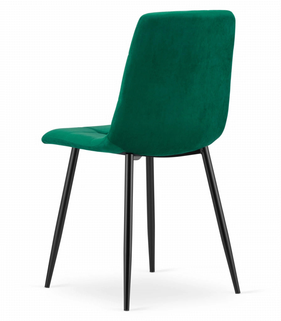 Sedia Valora PYRA in velluto verde scuro, design moderno x4