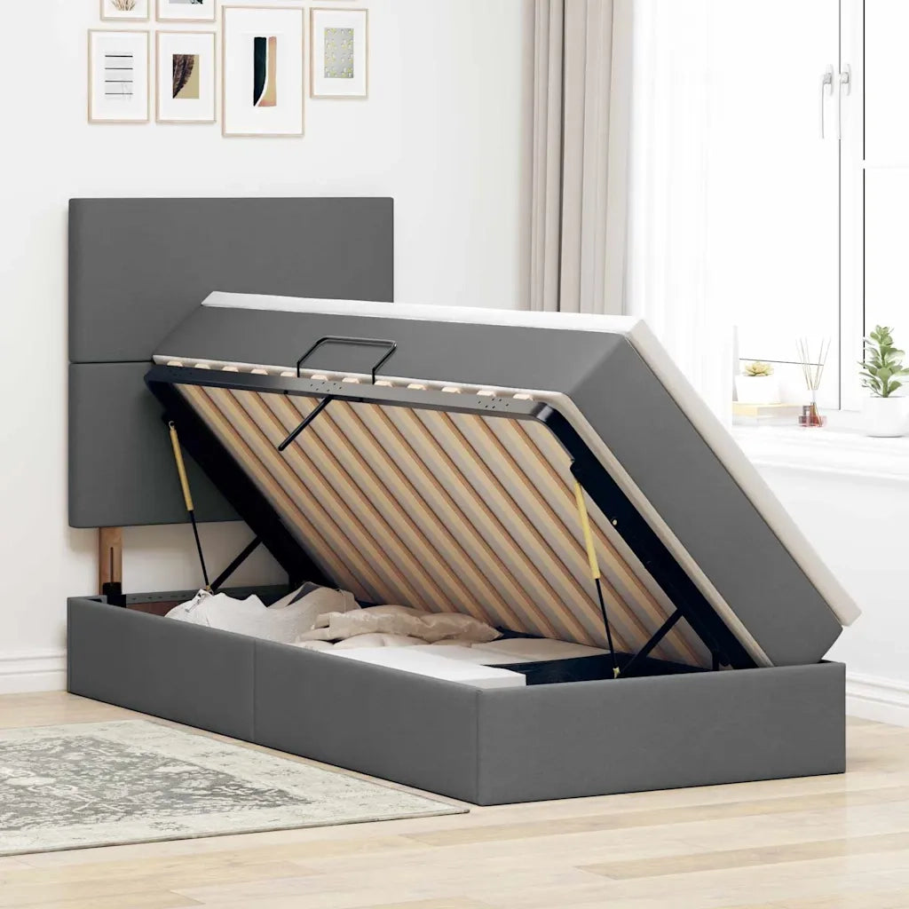 Letto con contenitore e materasso Grigio scuro 100 x 200 cm 3371698