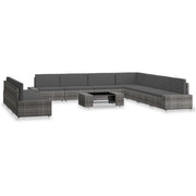 Set Divani da Giardino 10 pz in Polyrattan Grigio 3054610