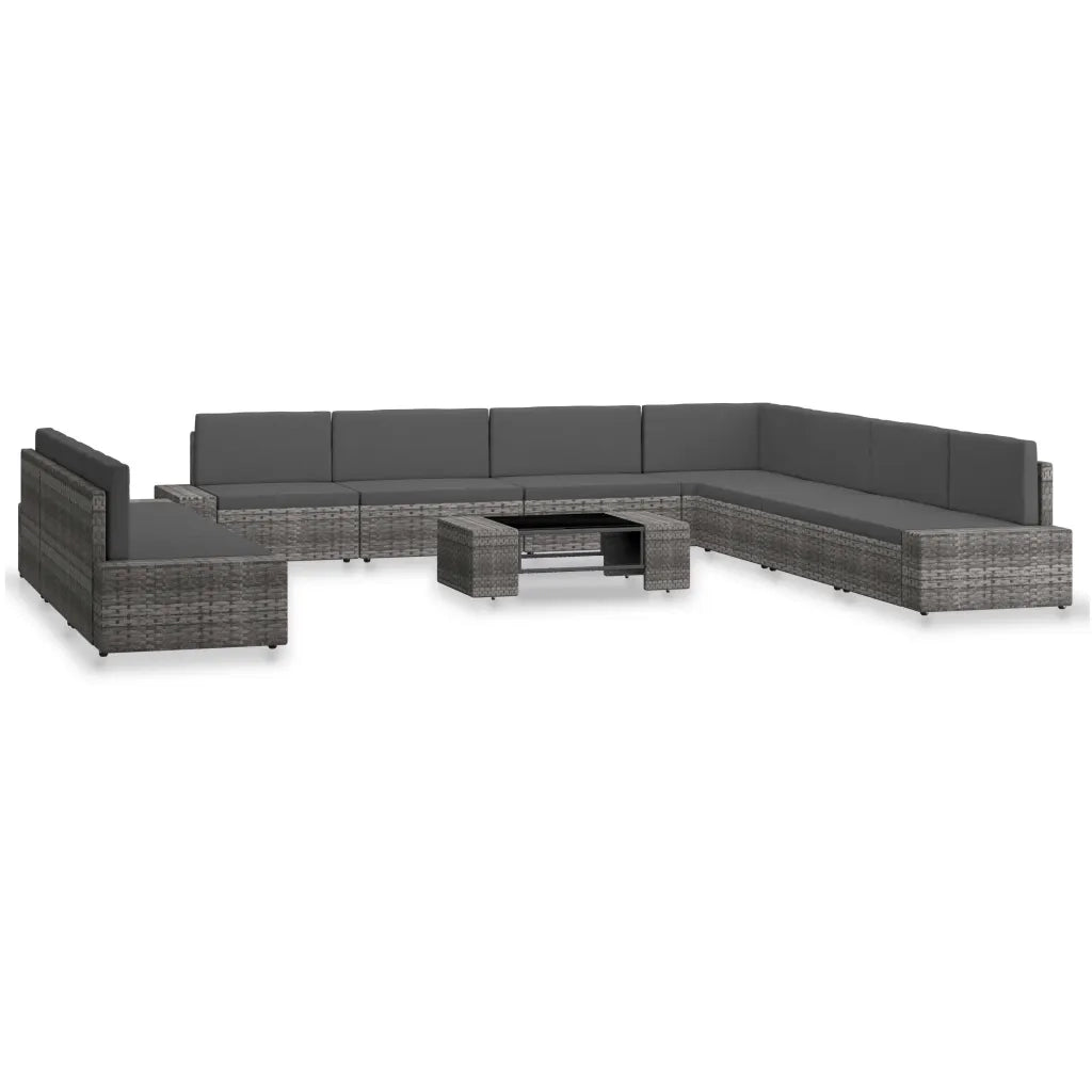 Set Divani da Giardino 10 pz in Polyrattan Grigio 3054610