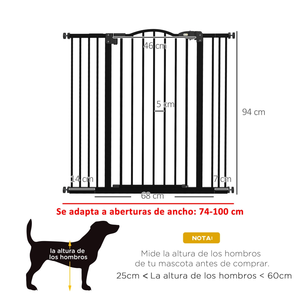 Barriera per Cani con Larghezza Regolabile 76-104 cm ¨C Zephmum ¨C Nero
