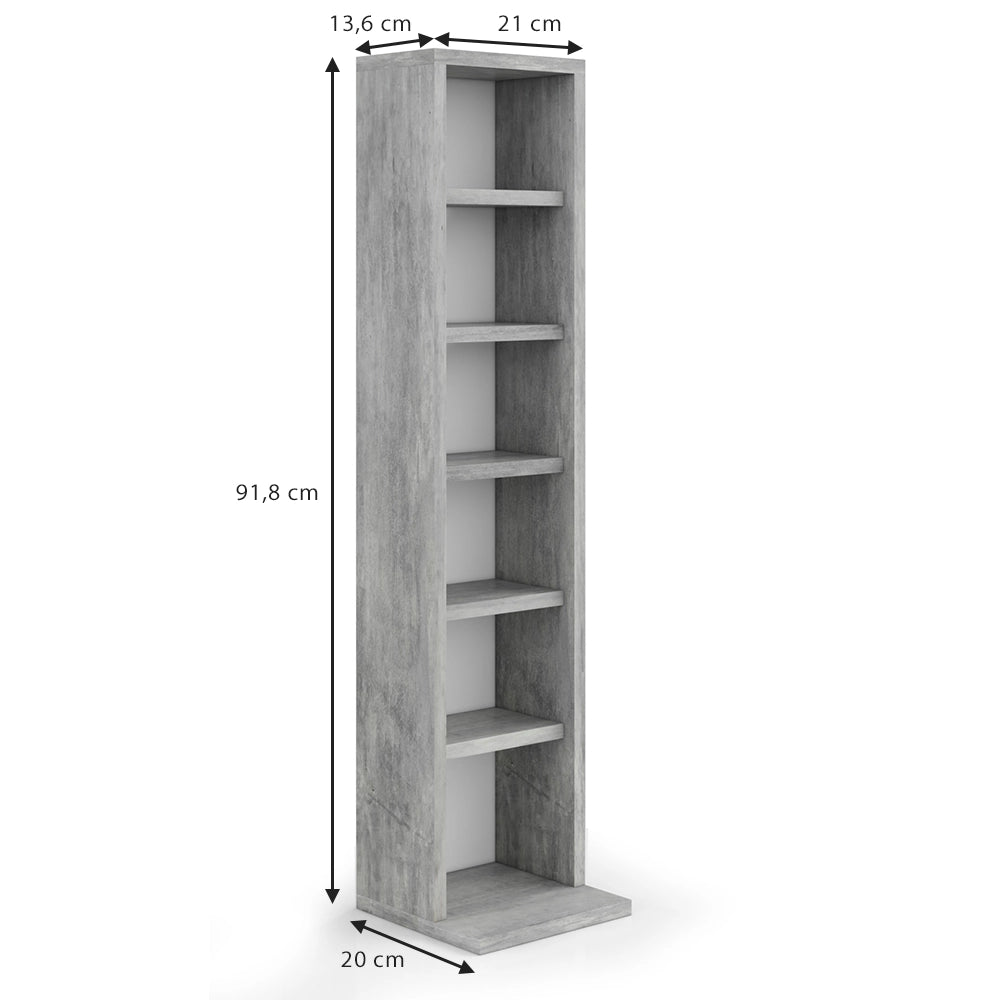 Vicco Scaffale porta cd Calcestruzzo 21 x 91.8 cm