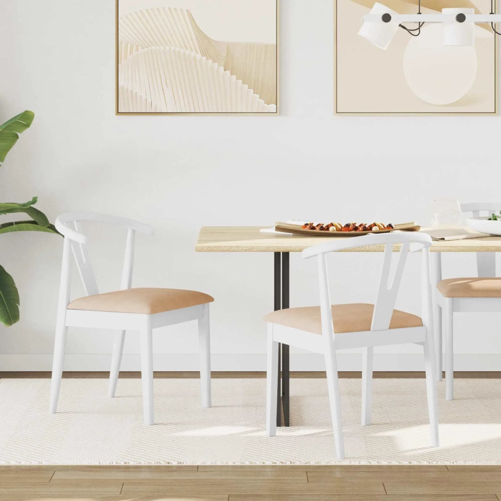 Sedia da pranzo 2 pcs Bianco e marrone Legno di gomma solido 42020409
