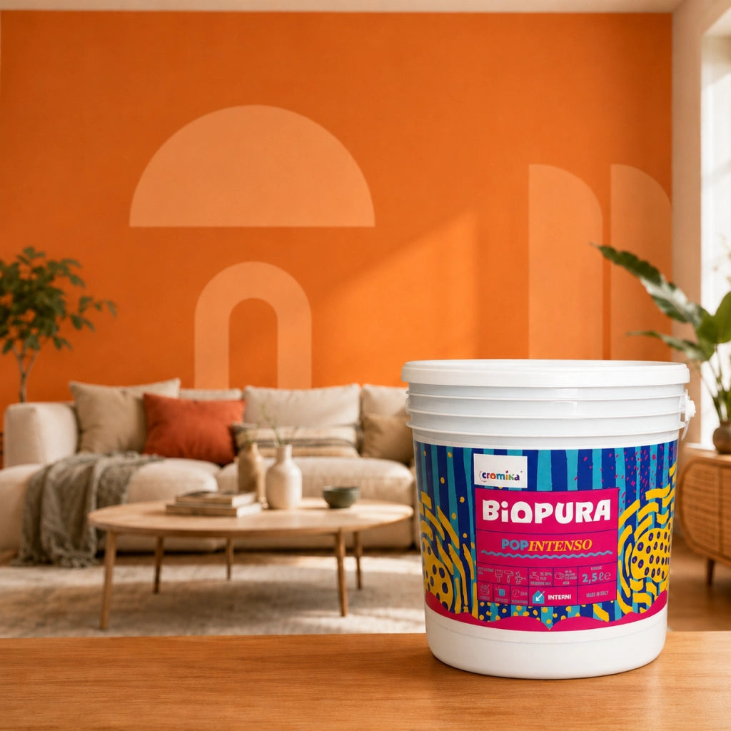Popintenso palestra e decori interni pittura murale lavabile e coprente cromika *** formato 2.5 lt, colore- arancio s...