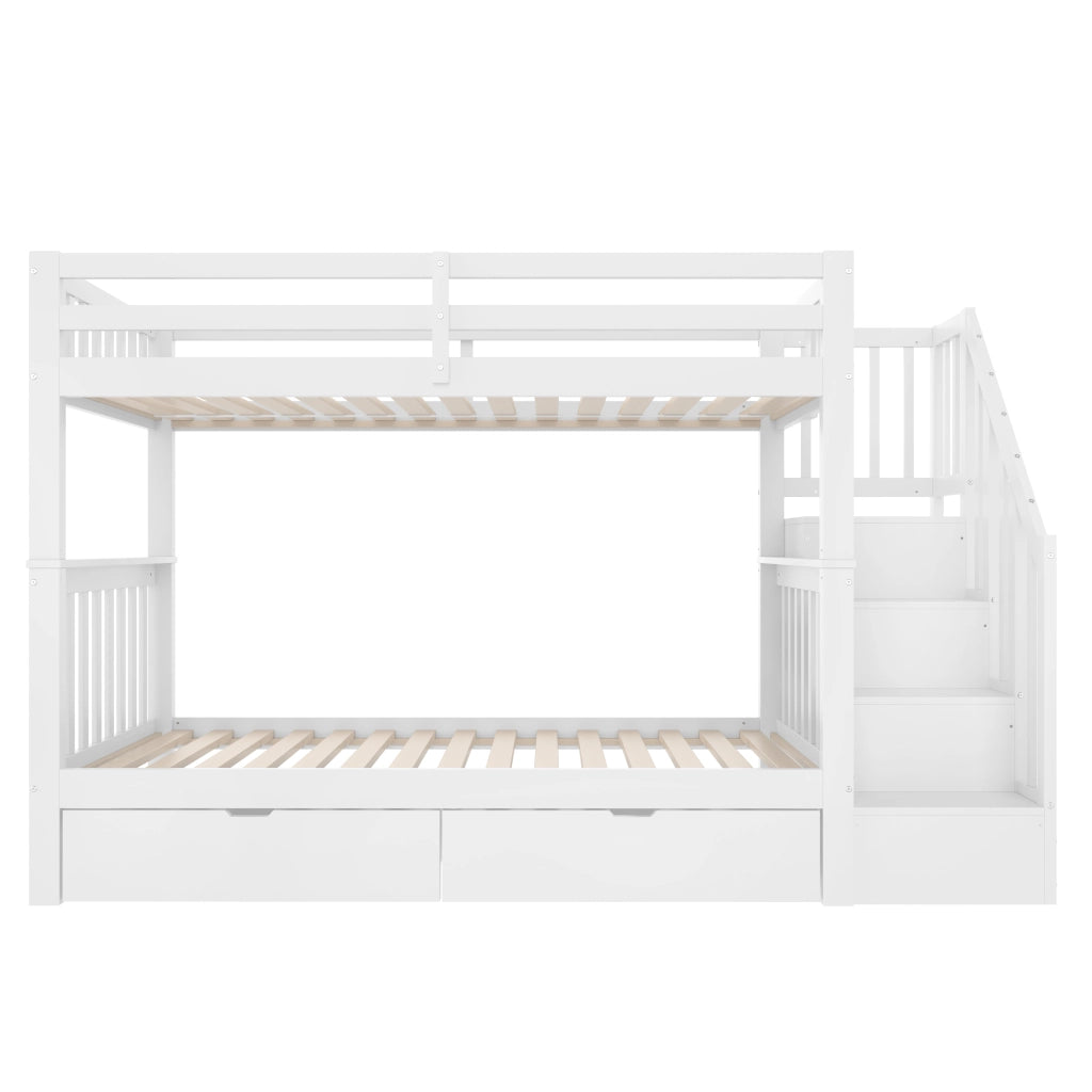 Letto a Castello con Scala e Cassetti ¨C MINIMAL ¨C Bianco 90x200