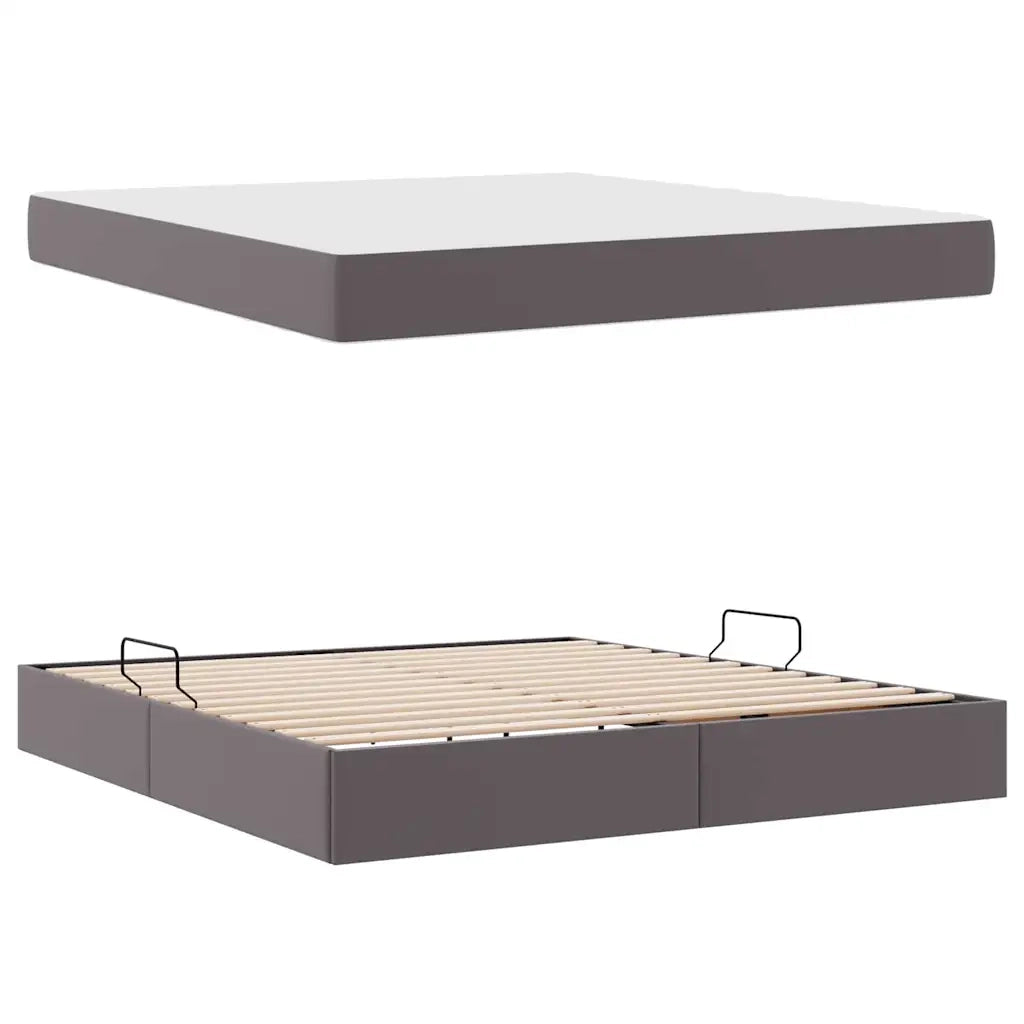 Letto con contenitore e materasso 2 pcs Grigio Pelle 3399618