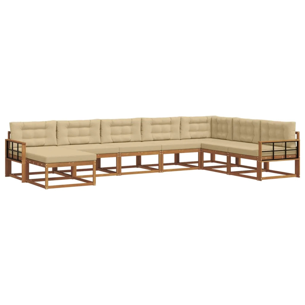 Set di divani da esterno con cuscino 8 pcs Naturale e Beige 3368011