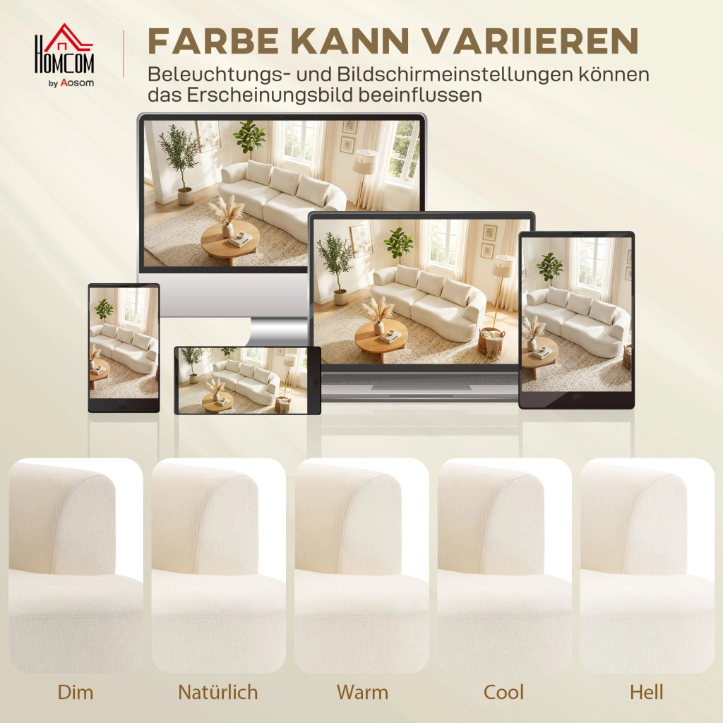 Divano 3 posti in chenille ¨C zephmum ¨C crema, imbottito, 260 cm