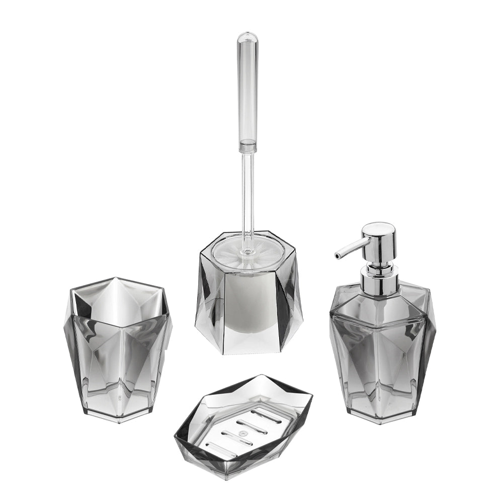 Dispenser Sapone Grigio Trasparente in Plastica ABS Diamante