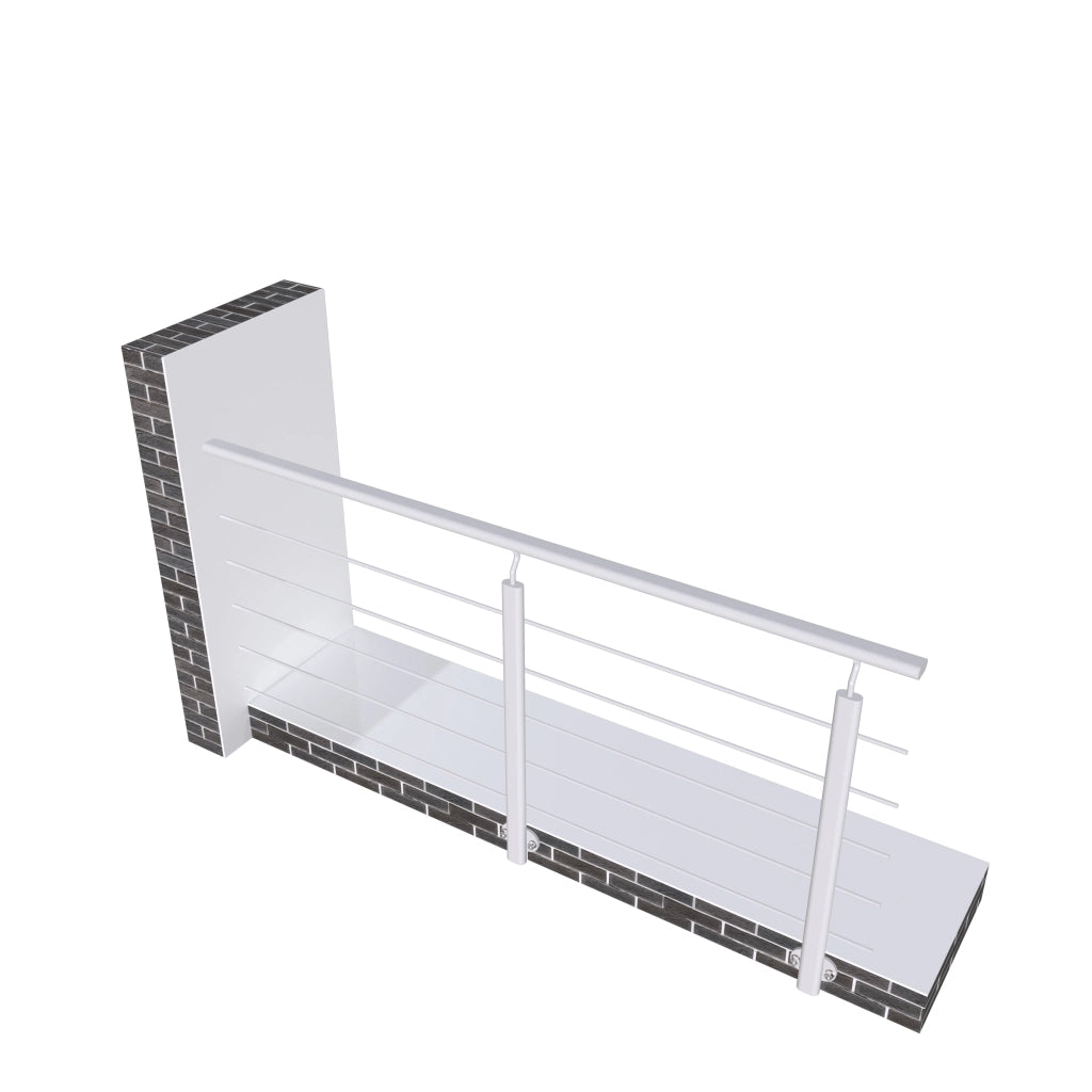 Ringhiera Balaustra in Alluminio Argento Opaco 200x100cm a Fissaggio a Parete, con supporto di collegamento a Parete