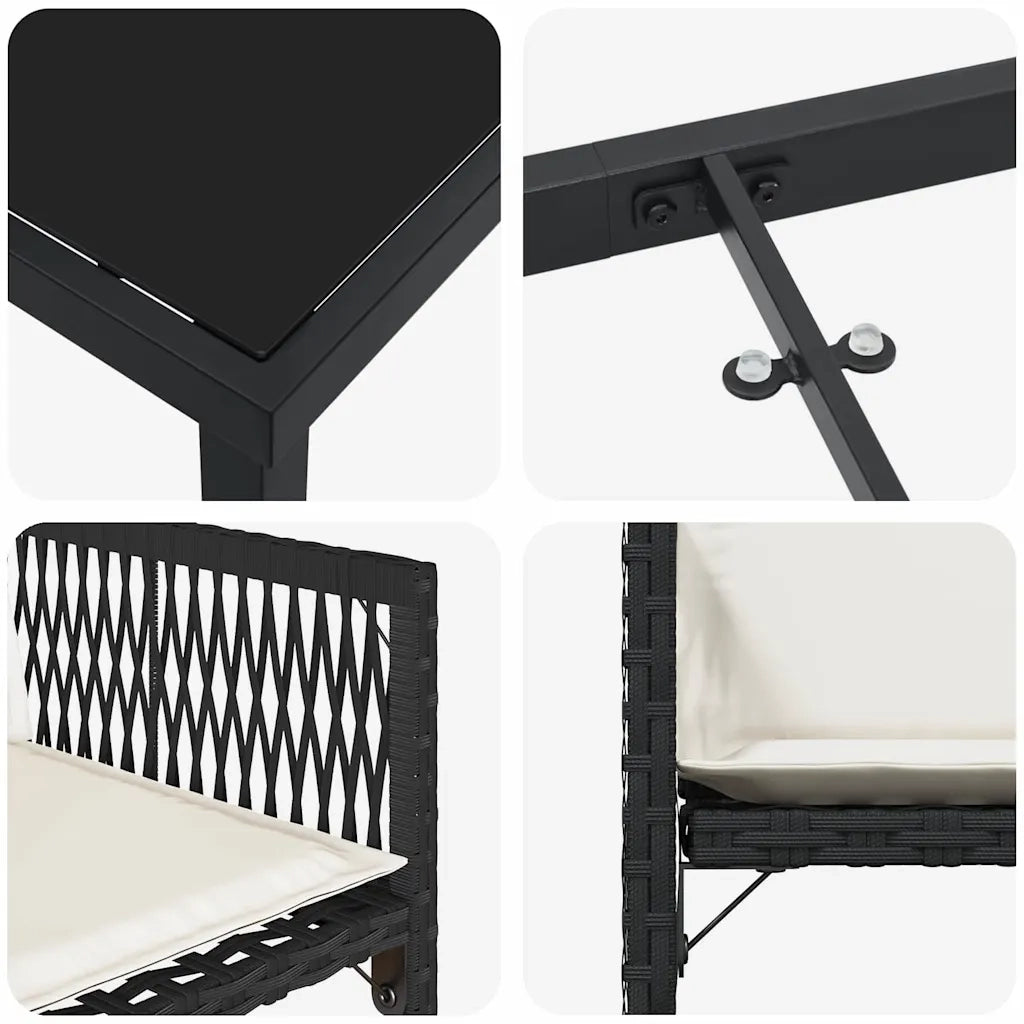 Set da Pranzo per Giardino 9 pcs Nero polyrattan 3380744