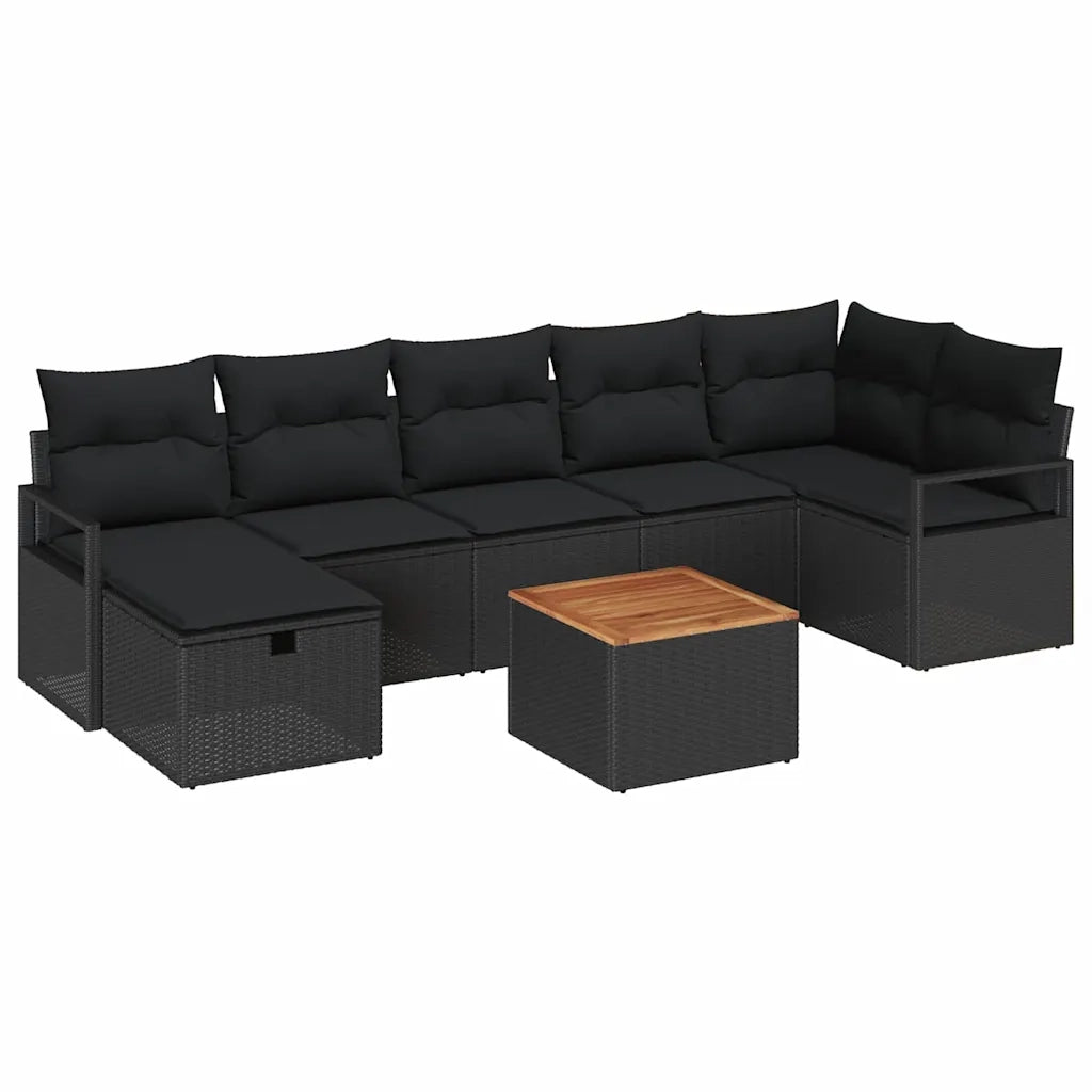 Set Divano da Giardino con cuscino 8 pcs Nero Poly Rattan 3360880