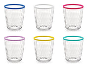 Set 6 bicchieri acr in acrilico trasparente con ring colorato cl43