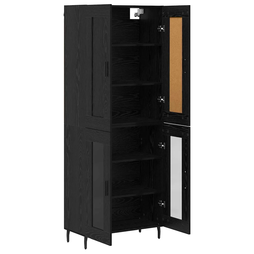 Credenza 2 pcs Rovere Nero Legno multistrato