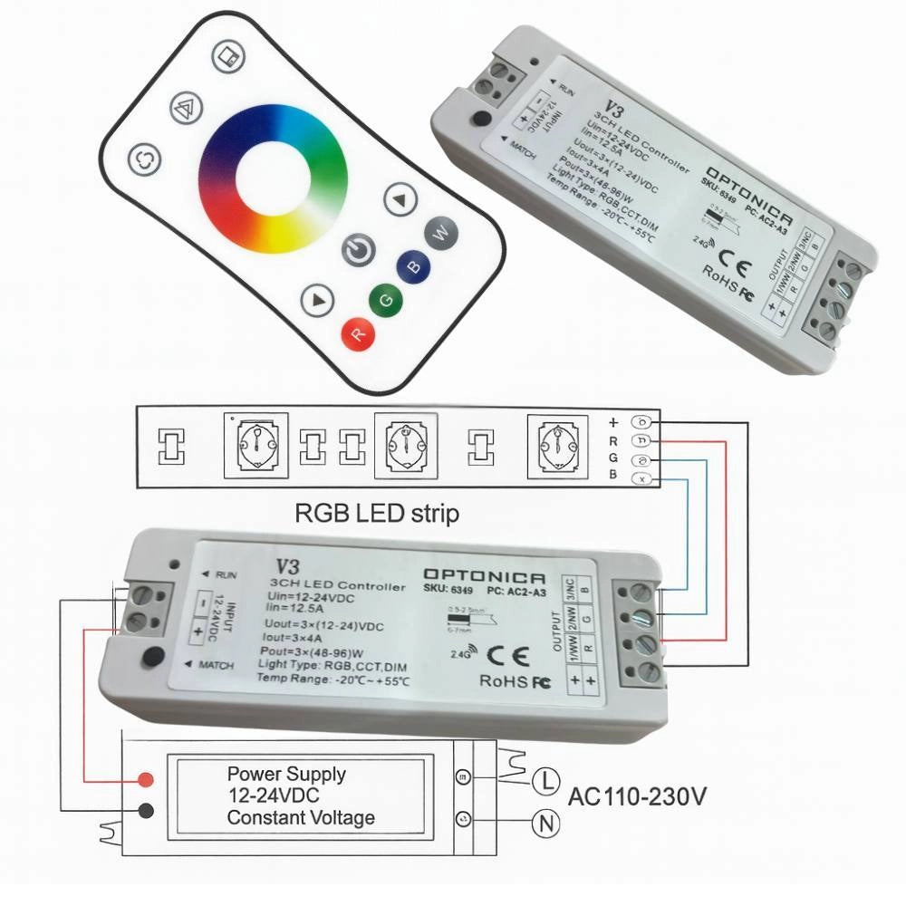 Telecomando led rgb professionale con ricevitore rf