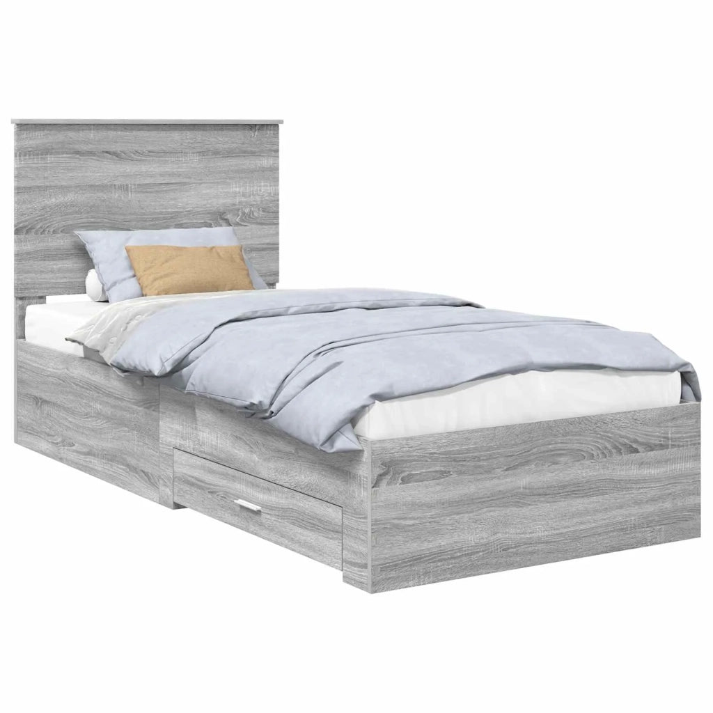 Struttura del letto Grigio Sonoma e Argento 75 x 190 cm
